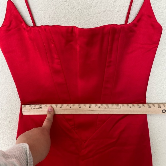 House of CB Anais Satin Corset Dress Red scarlet Size S midi NWOT - Picture 8 of 12